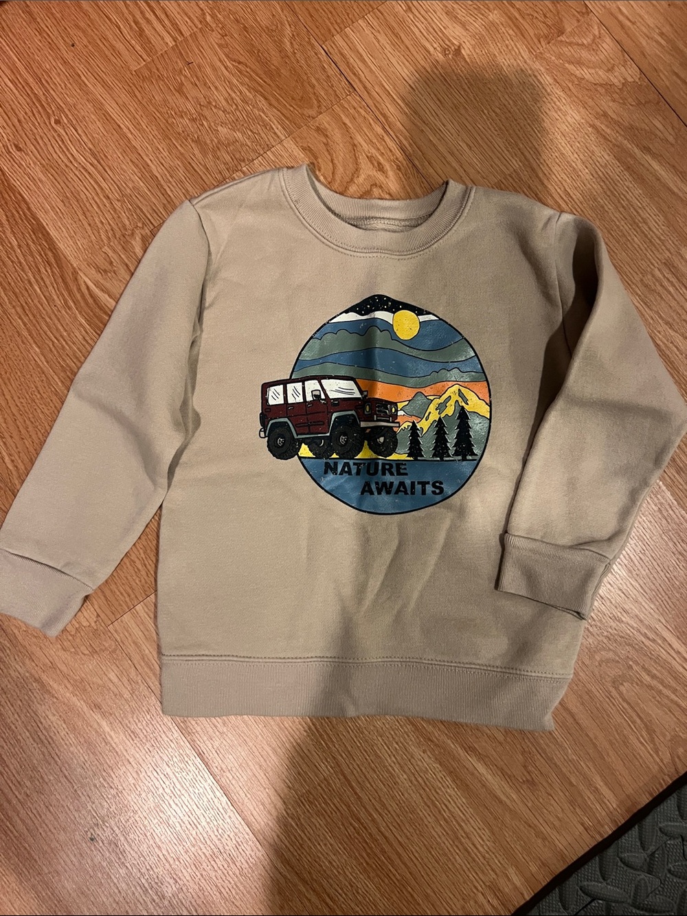 Garanimals Tan Sweatshirt with Mountain Truck Graphic